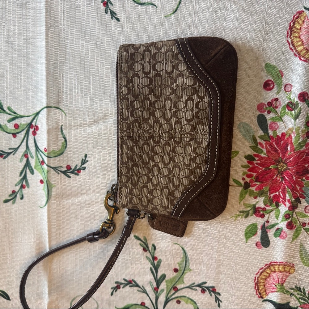 Coach Brown Signature Women's Wristlet - Picture 2 of 6